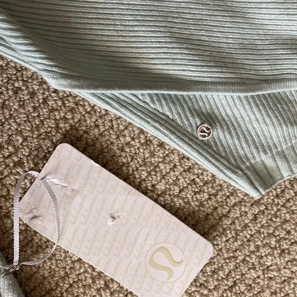 LULULEMON Wrap it Back Sweater Sea Breeze Green Cashmere Knit Top Reversible 4